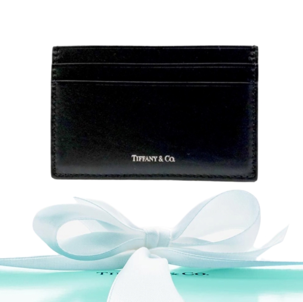 BNIB Rare Brand New! Tiffany & Co. Calfskin Leather Logo Card Holder Case Unisex